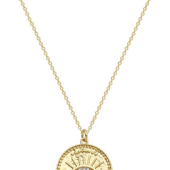 Gold Dainty Evil Eye Necklace for Women 18K Gold Plated Cute Delicate Solitaire - Picture 1 of 7